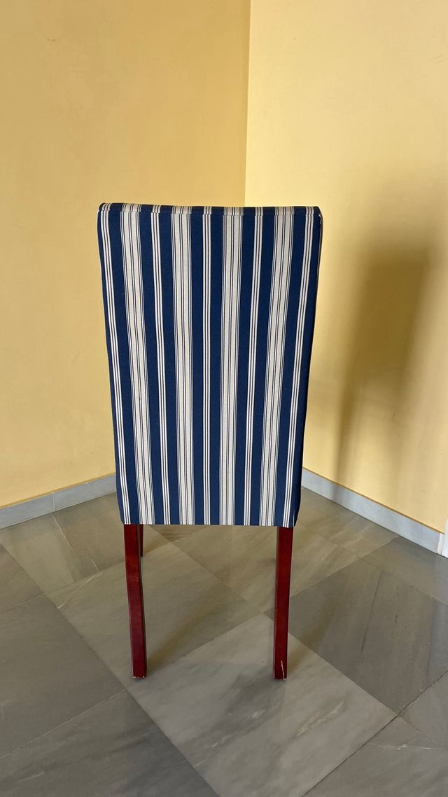 Par de sillas tapizadas rayas azul marino