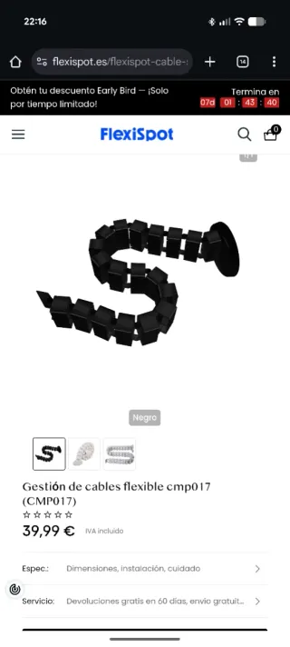 Gestor Cables Negro Flexispot