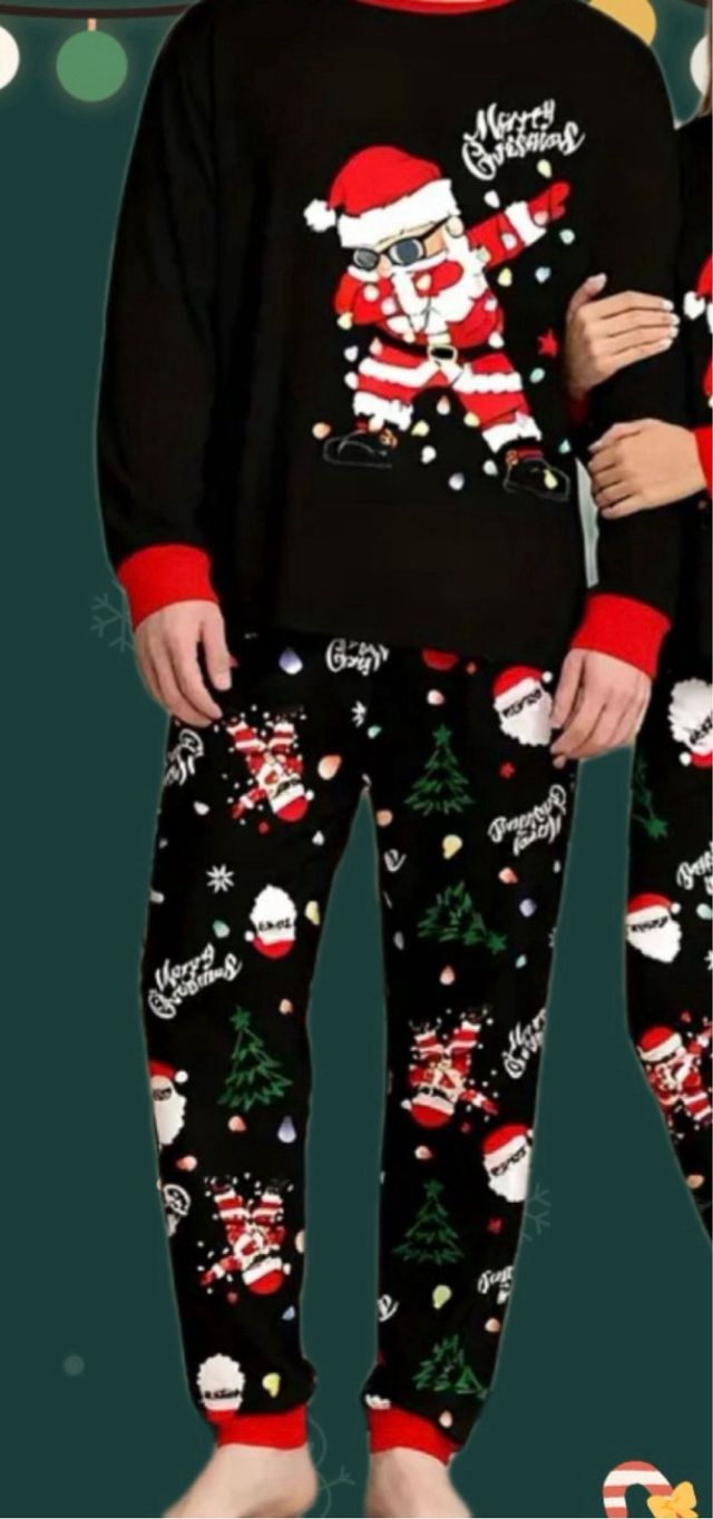 Pijama Navidad Santa Dabbing Negro y Rojo