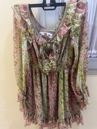 Vestido Highly Preppy floral verde y rosa