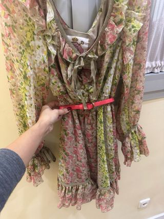 Vestido Highly Preppy floral verde y rosa