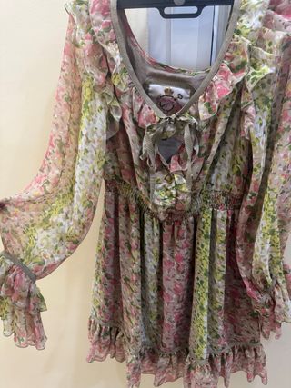 Vestido Highly Preppy floral verde y rosa