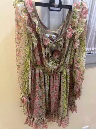 Vestido Highly Preppy floral verde y rosa