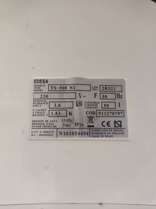 Calentador eléctrico Edesa 50L