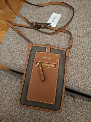 Bolso bandolera pequeño Tintoretto marrón y verde.