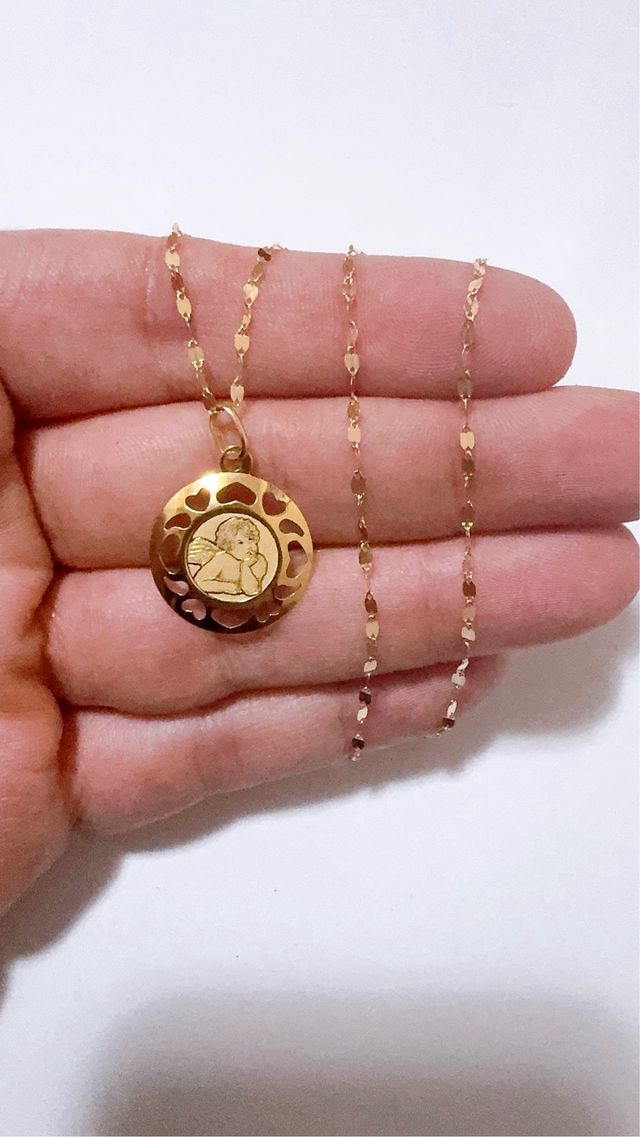 Collana con angioletto in oro giallo 18kt 750