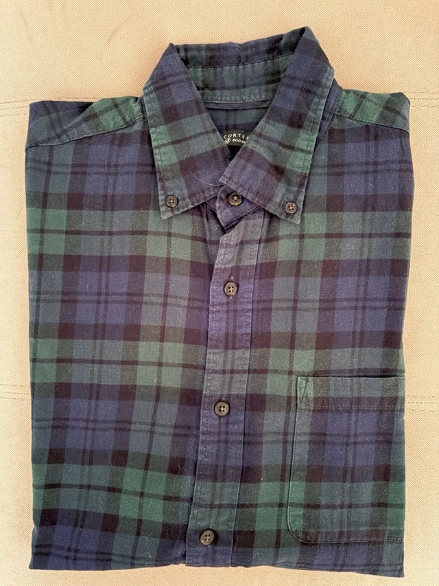 Camisa de cuadros azul y verde para hombre