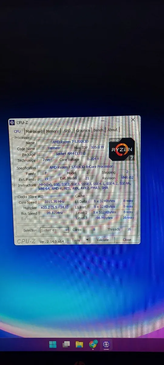 Processador AMD Ryzen 7 5700X3D