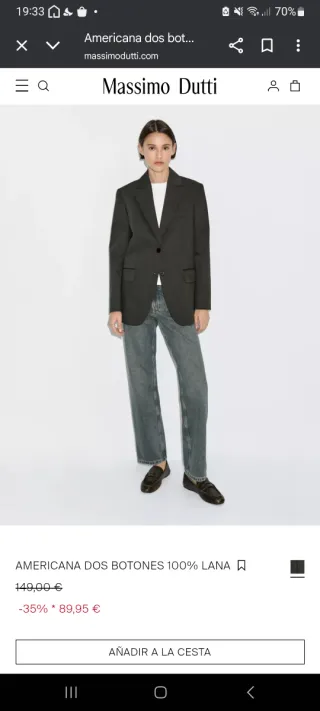 Americana Massimo Dutti Raya Gris