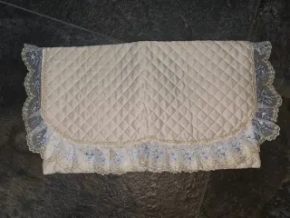 Borsa cambio neonato trapuntata panna pizzo