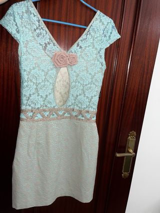 Vestido El Armario de Lulú Teal y Dorado