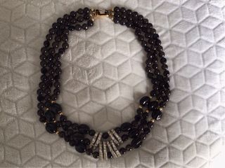 Murano Collana perle nere 3 fili.