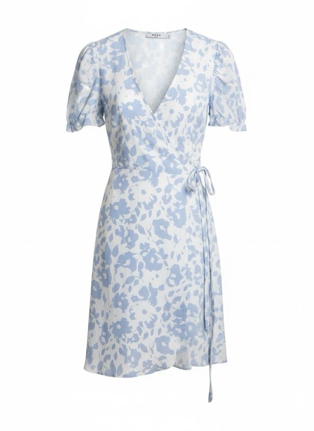 Vestido corto floral blanco y azul