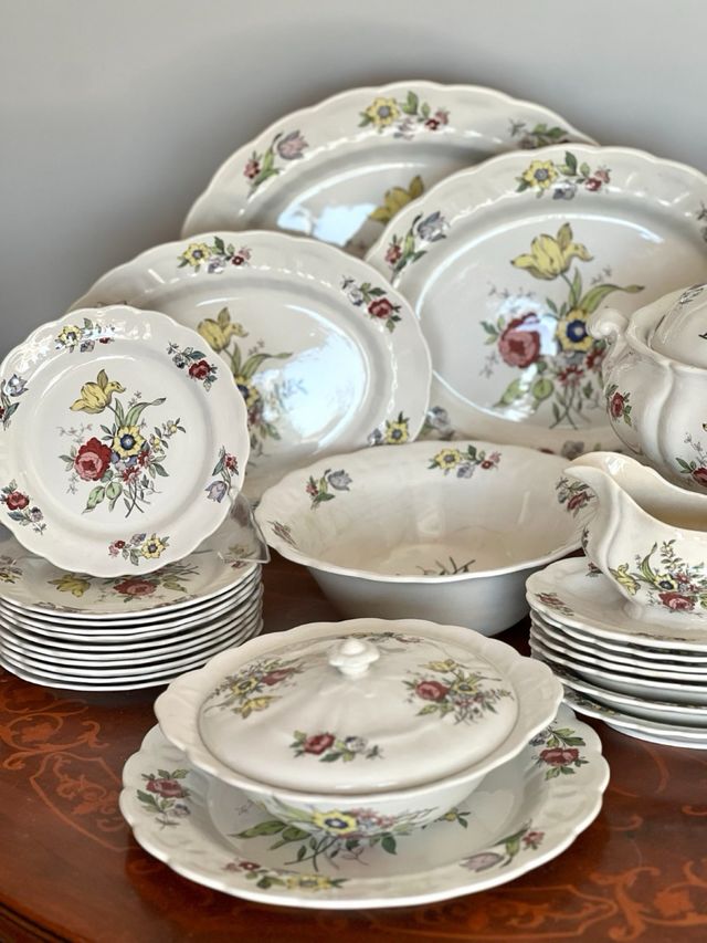 Vajilla Porcelana Flores 12 Servicios