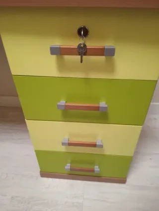 Es en vitoria.
Escritorio con cajones y llave muy