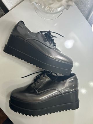 Zapatos Oxford MNTG Plataforma Negro/Gris