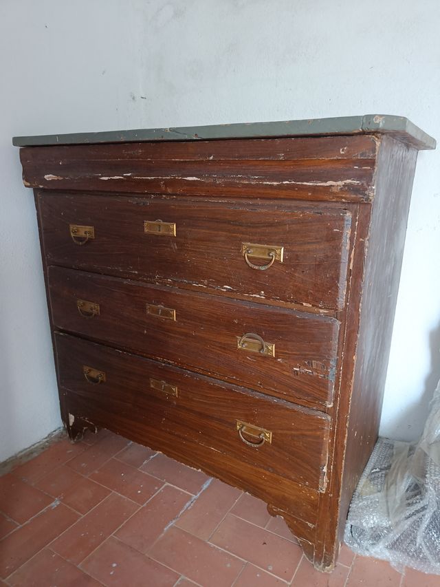 Cómoda Antigua Madera Maciza - 3 Cajones