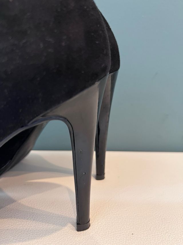 Zapatos tacón c/ plataforma, de ante negros M&S