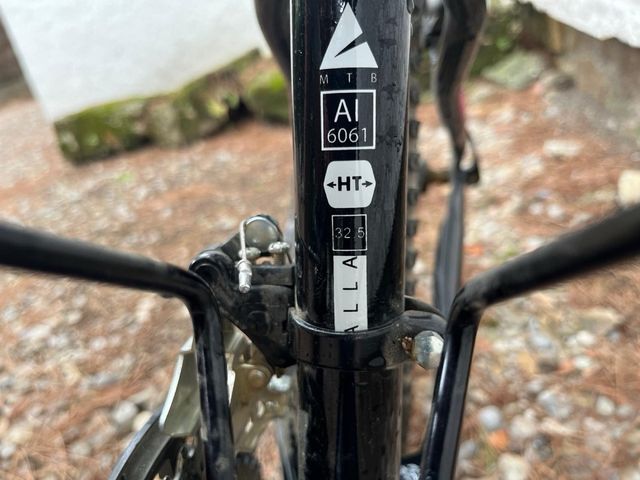 Bicicleta de montaña negra y rosa