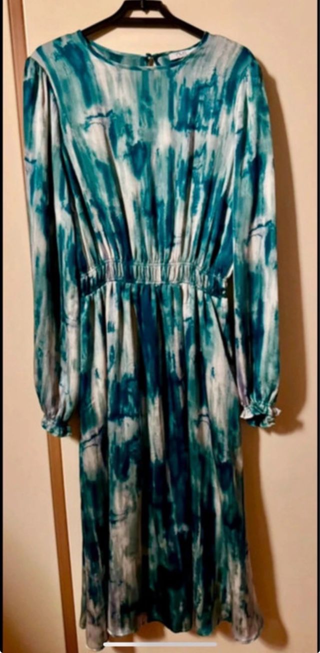 Vestito OVS fantasia teal e bianco taglia S