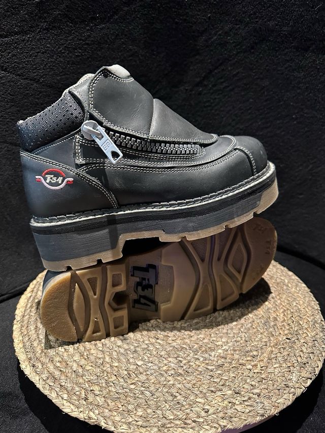 Botas T34 Piel Vintage Cremallera Negra