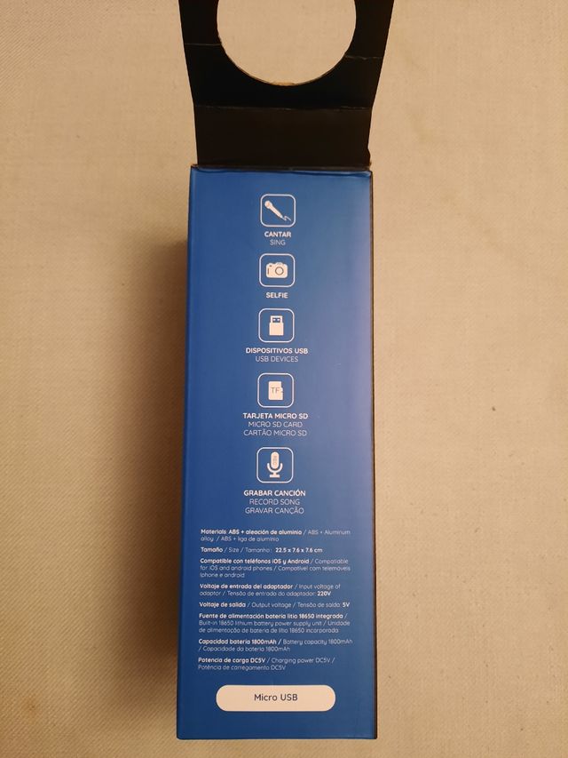 Micrófono Bluetooth Inalámbrico Azul