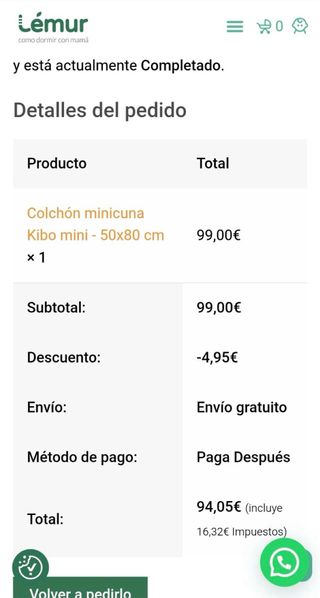 Colchón mini cuna Lémur 50x80