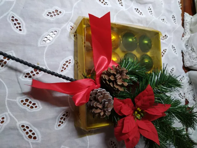 Lote Velas Navidad y Rama Decorativa