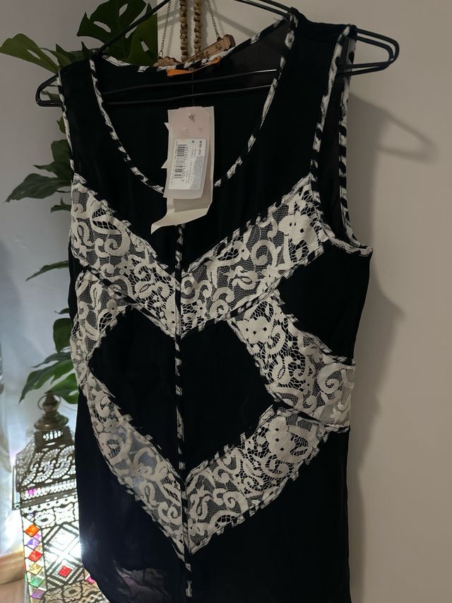 Boss Top Negro Encaje Talla s