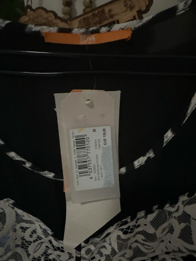 Boss Top Negro Encaje Talla s