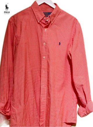 Camisa Polo Ralph Lauren cuadros color naranja