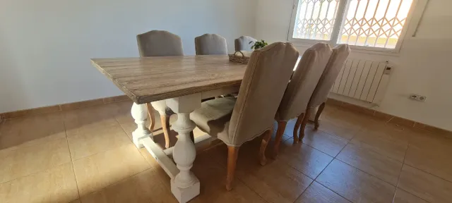 Silla de comedor Cantelle madera y lino