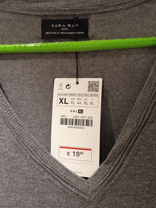 Jersey Zara Hombre Gris Talla XL