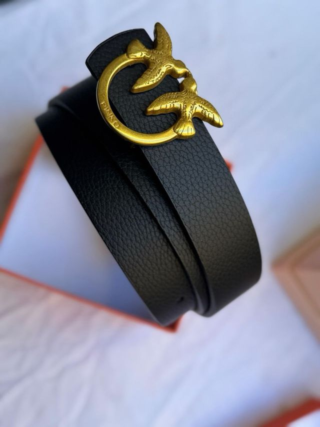 Cintura Pinko Nera con Fibbia Oro Uccelli