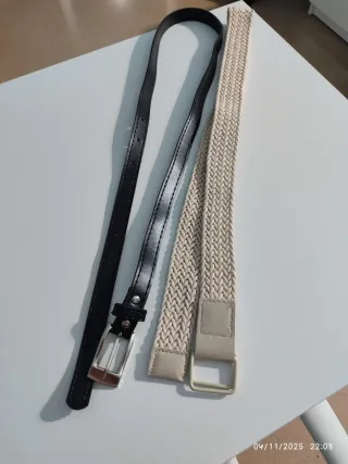Cinturones mujer negro y beige