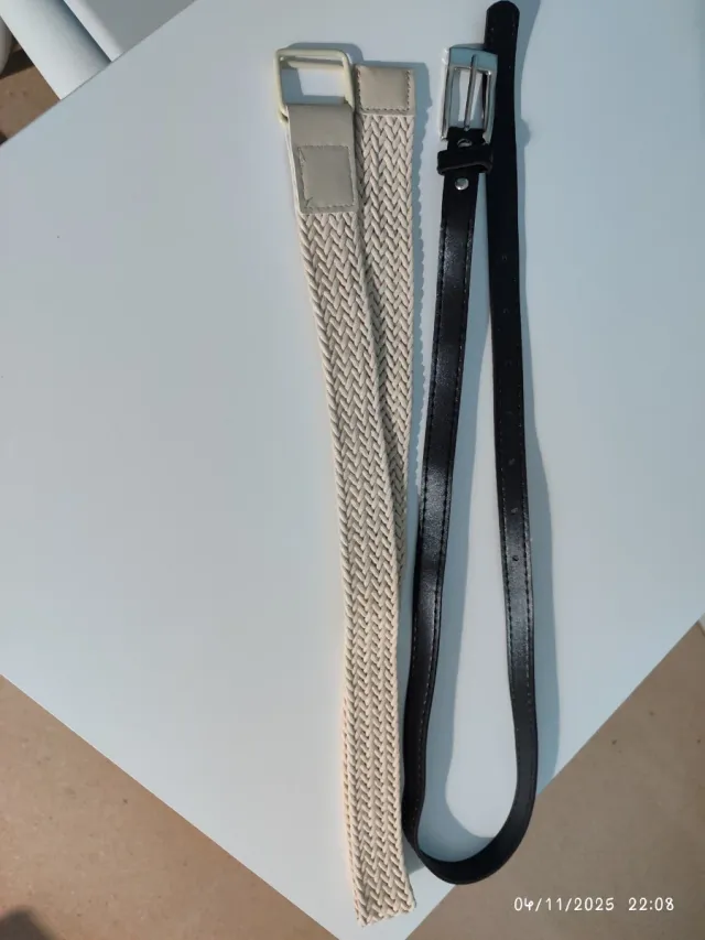 Cinturones mujer negro y beige