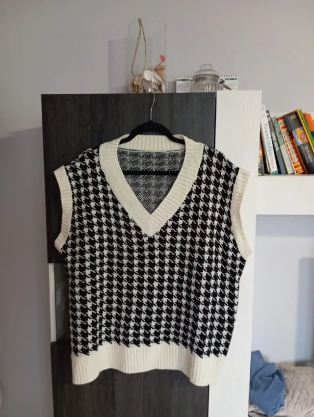 Chaleco de punto Patrón pata de gallo