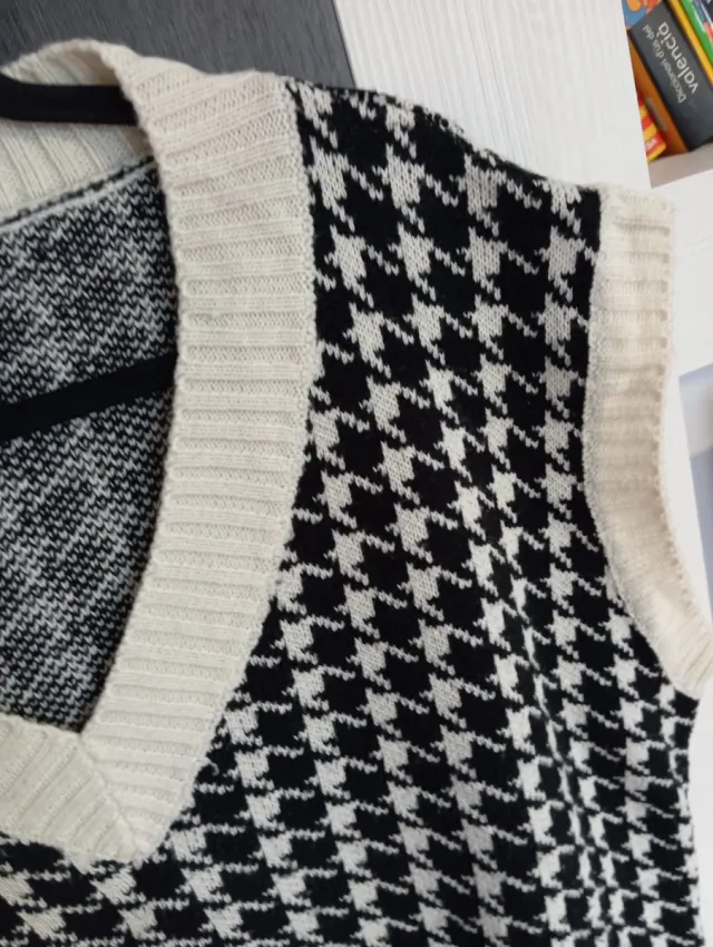 Chaleco de punto Patrón pata de gallo