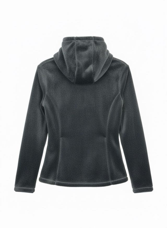 Chaqueta peluda con capucha gris Talla