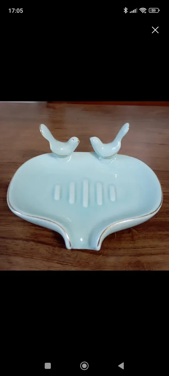 Jabonera de porcelana con pájaros