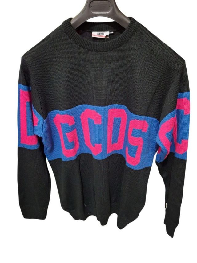 Maglioncino GCDS nero, blu e fucsia