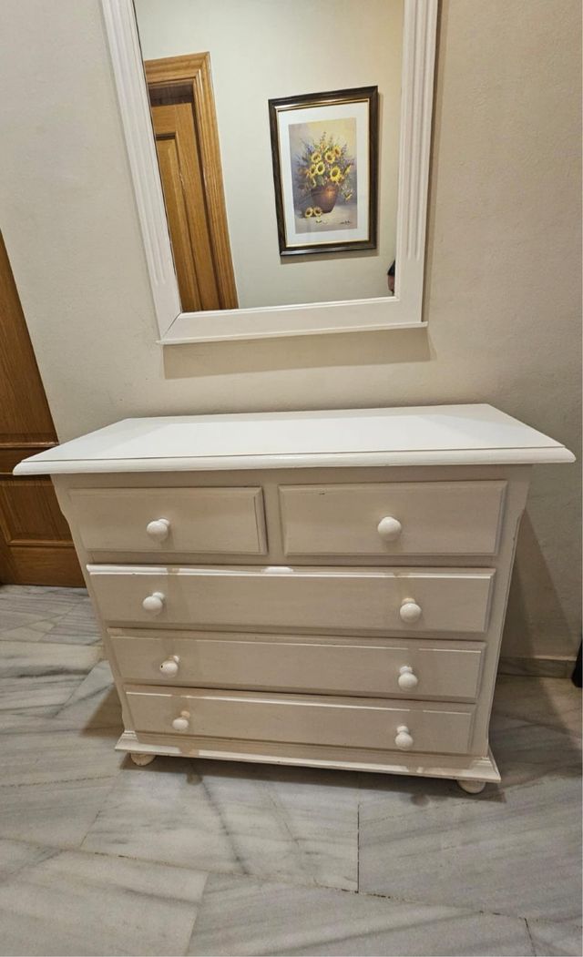 Mueble recibidor madera con espejo