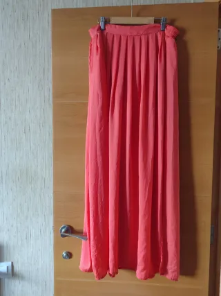 Falda larga verano naranja/rosa