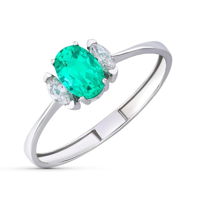 Sortija Oro Blanco 18K con Esmeralda varias tallas