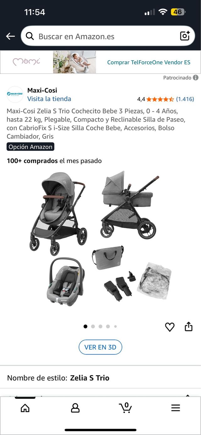 Maxi-Cosi Zelia S Trio Cochecito Bebé Gris