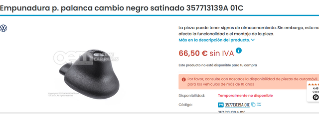 Pomo Palanca Cambio Automático 357 713 139A 01C