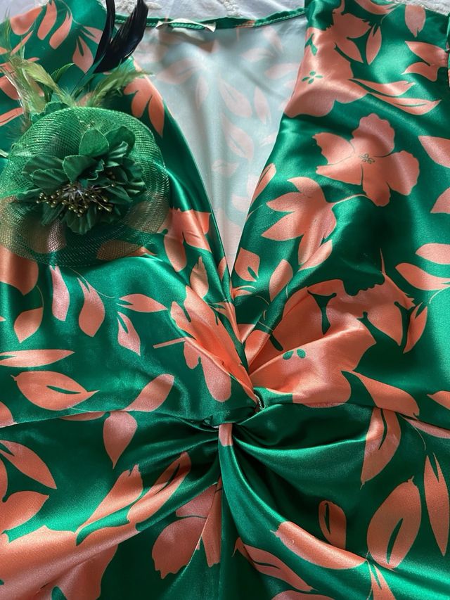 Vestido Sazalaxa Verde Flores Talla Única