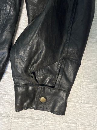 Chaqueta Biker Cuero Negra Vintage Talla L