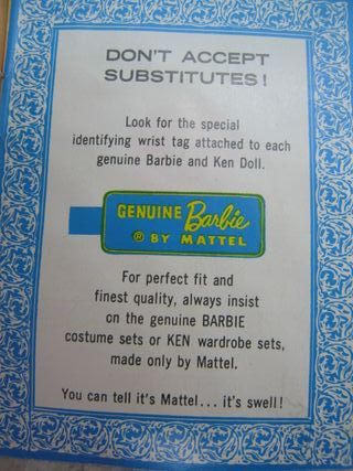 Catalogo Barbie e Ken 1961