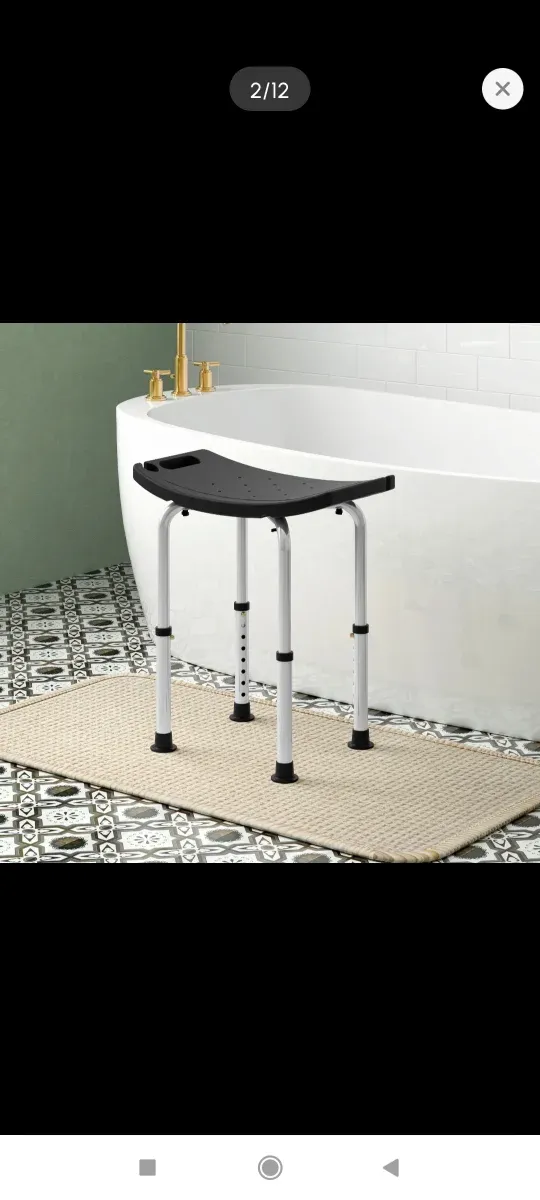 Taburete Ducha Baño Negro/Blanco